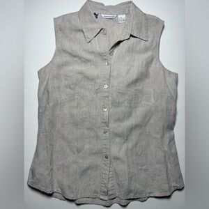 Richard Malcolm Irish Linen sleeveless button front blouse. Size medium